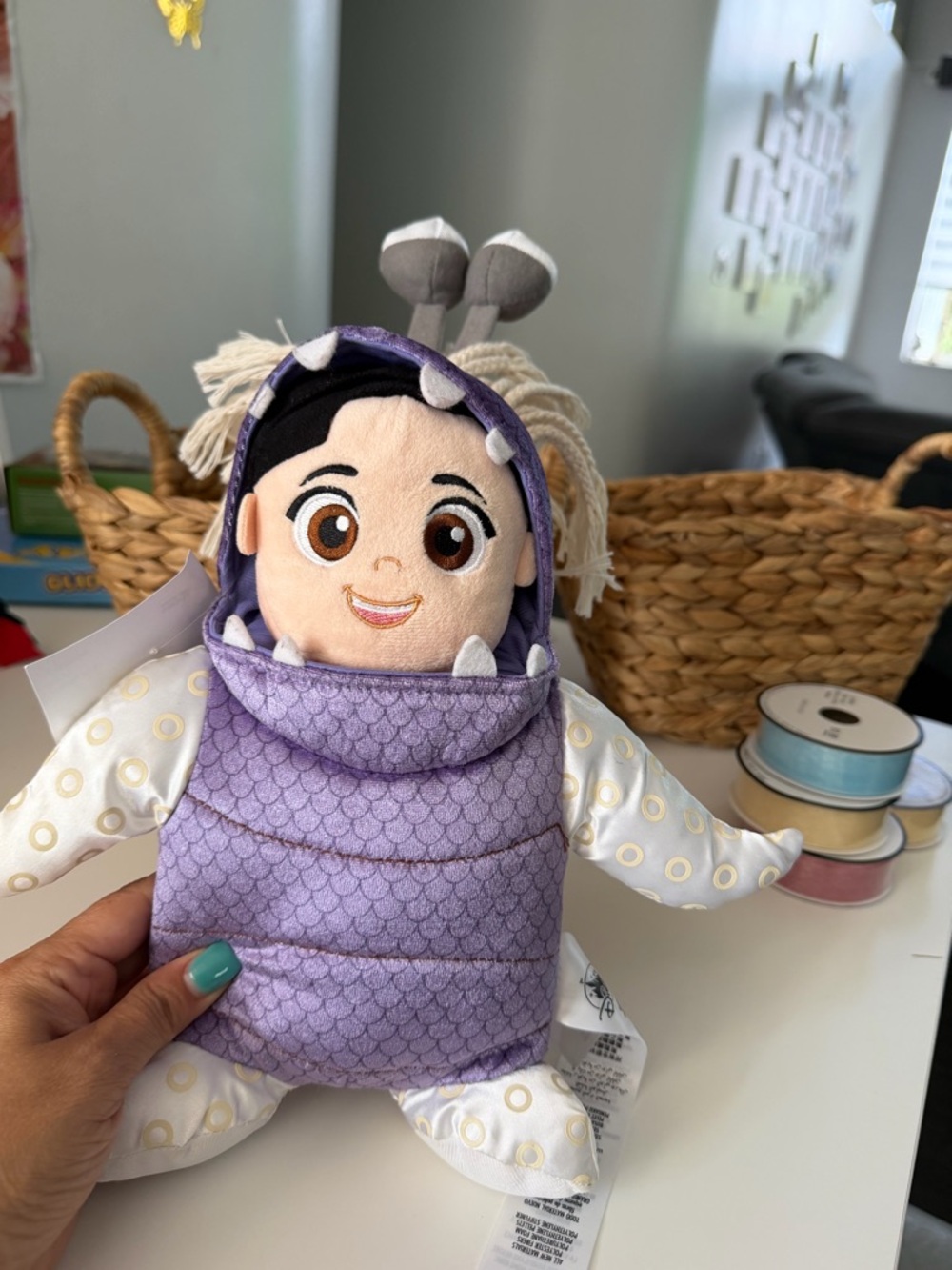Disney Plush Doll in Purple Monster Costume with White Accents